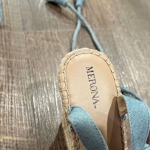 MERONA Wedge Shoes Target Merona Meredith Blue Canvas Platform Sandal Size 8 - Picture 5 of 6